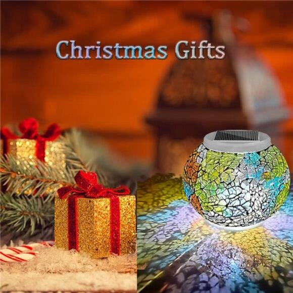 Color Changing Solar Powered Glass Ball Garden Lights, Solar Lantern - Picture 4 of 7